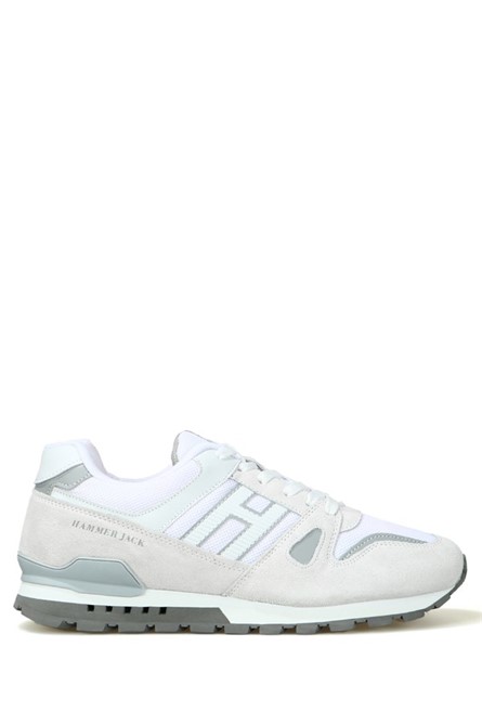 Calçados esportivos masculinos de couro genuíno Hammer Jack - Branco com Cinza #369057