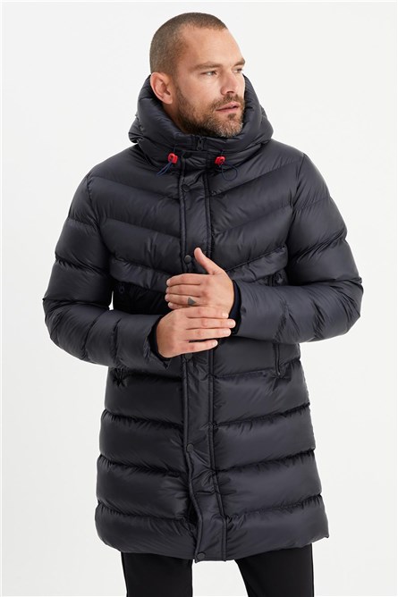 Giacca da uomo impermeabile antivento con cappuccio QUDK-001 - Blu navy #409511