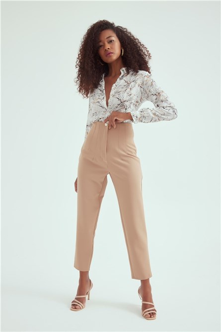 Calça Feminina Cintura Alta - Bege #309491