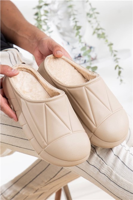 Chinelos Masculinos Forrados com Rabiscos - Bege #362374