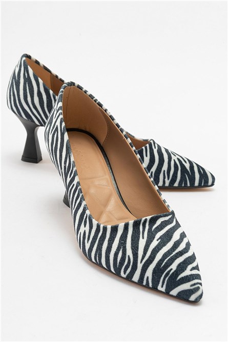 Sapatos femininos com salto - Preto-Branco #406987