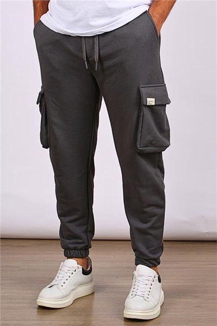 Calça Esportiva Masculina com Bolsos Cargo 6514 - Cinza Fumaça #385618