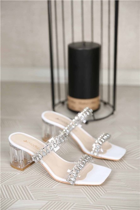 Chinelos femininos com salto - Branco 306942