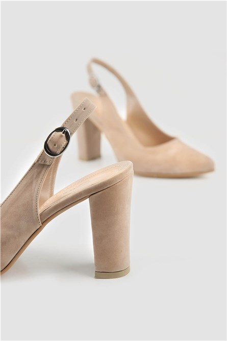 Sapatos femininos elegantes de camurça - bege #328012