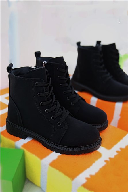 Botas femininas com cadarço - Pretas #358441