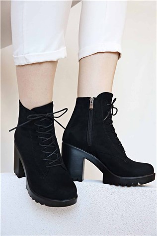 Botas femininas de camurça - pretas #312264