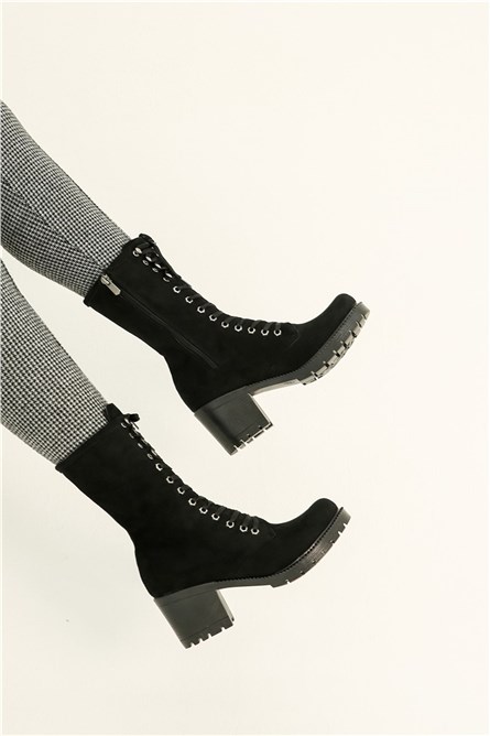 Botas femininas de camurça - pretas #319988