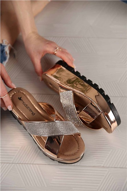 Modatrend Sandálias femininas  - Douradas #299536