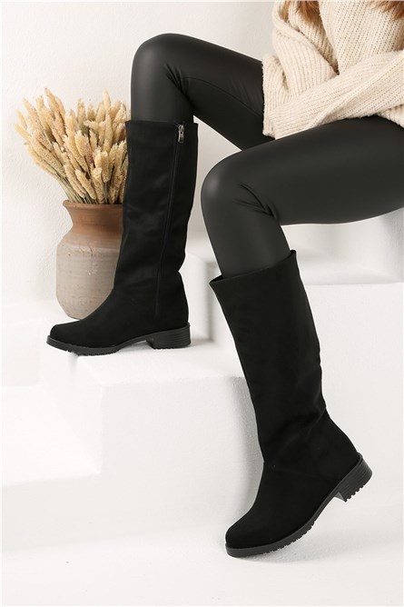 Botas femininas de camurça - pretas #320376