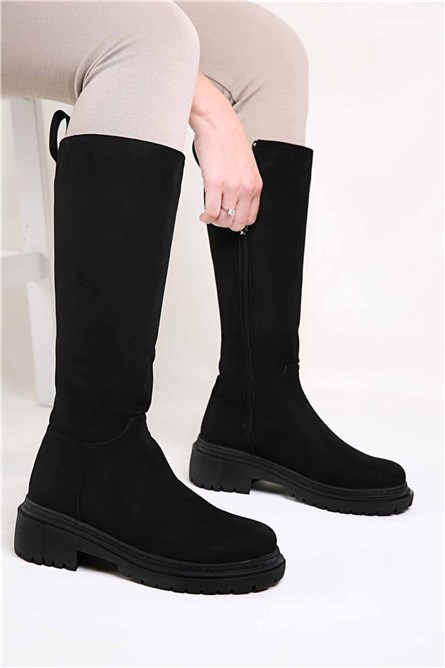 Botas femininas de camurça - pretas #321653
