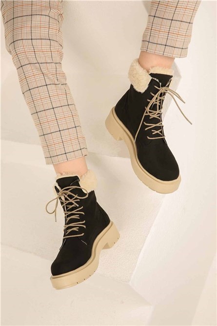 Stivali da donna in camoscio scarabocchiato - Nero # 321888