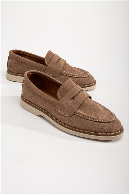 Mocassins femininos de camurça - vison #367281