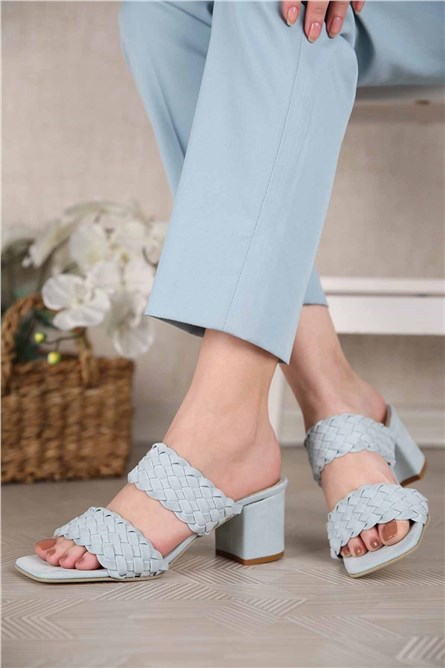 Chinelos femininos com salto - Azul 304300