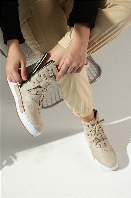 Stivali scamosciati da donna - Beige #320326