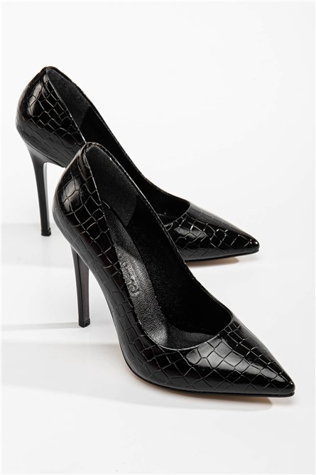 Sapatos femininos elegantes de salto alto - Preto #365443