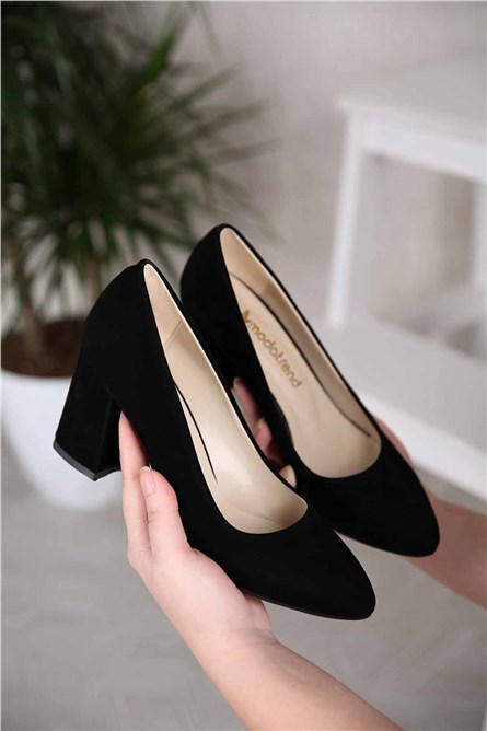 Sapatos femininos de camurça - pretos #311390