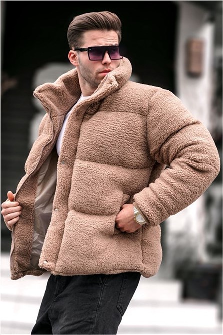 Pluszowa kurtka męska 5698 - brązowa #362248