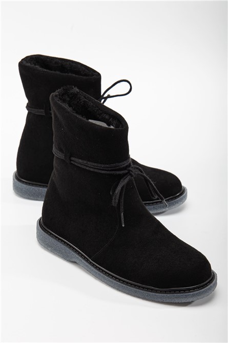 Sapatos femininos com forro de camurça - Preto #364666