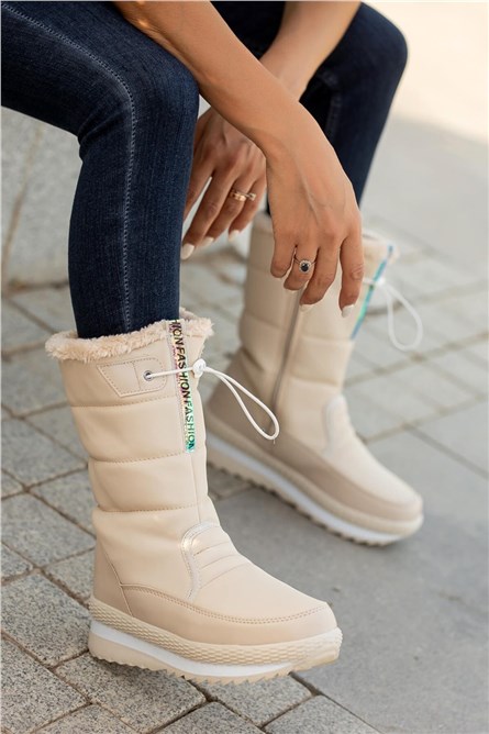 Botas de neve femininas com sola antiderrapante - bege claro #362364
