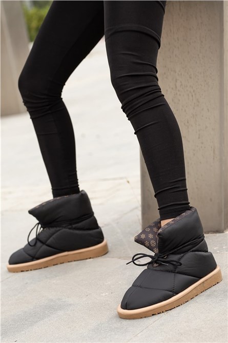 Botas têxteis femininas com sola antiderrapante - Preto #362991