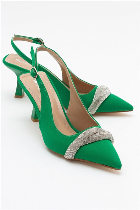 Sapatos Elegantes Femininos de Cetim - Verdes #385515