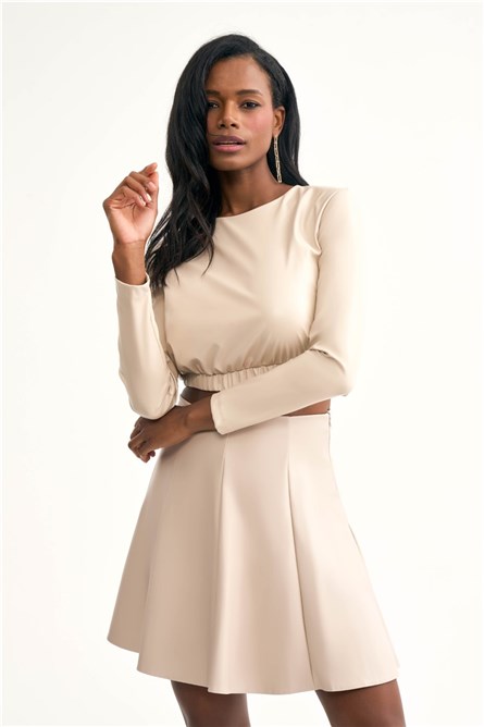 Saia Feminina de Couro - Creme #323059