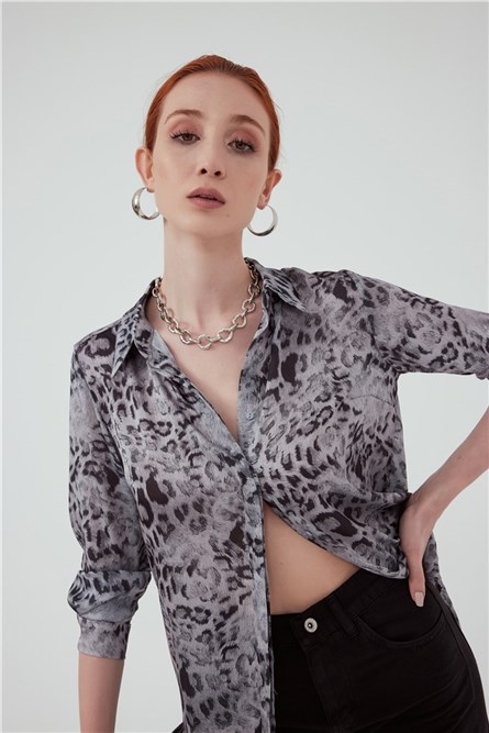 Camisa Clássica Feminina - Cinza #309452