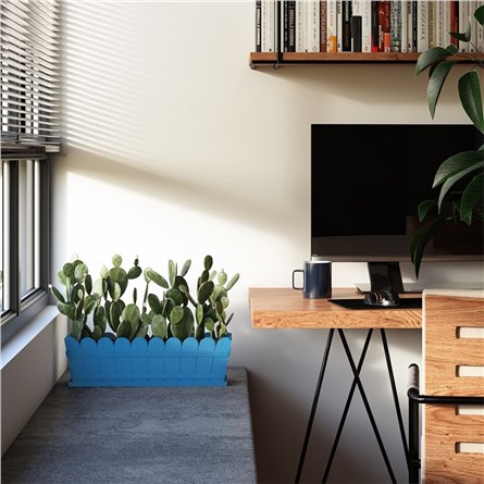 Doniczka prostokątna z pokrywką 33 cm - Niebieska #339998