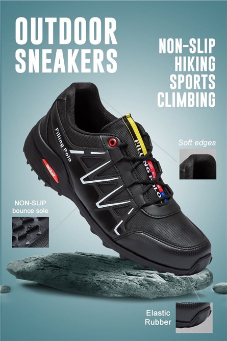 Botas de caminhada masculina 045 - Preto com branco 988143