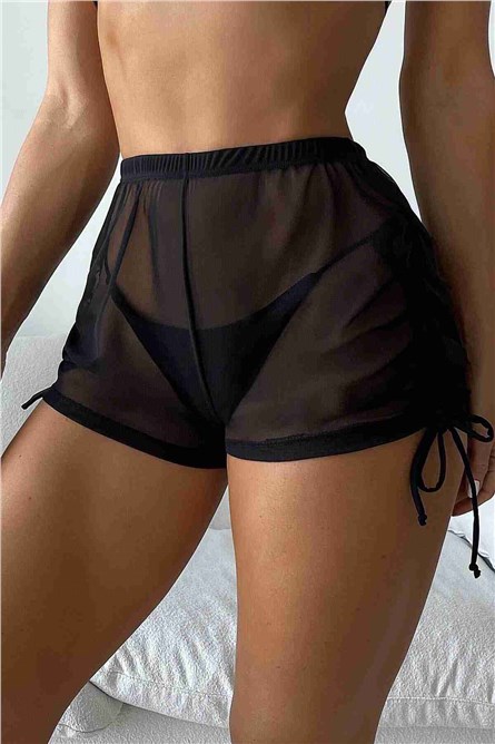 Shorts de Praia em Tule - Preto #385895 