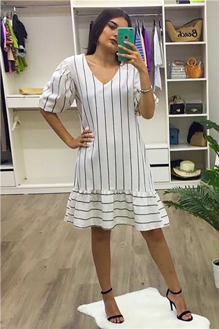 Vestido feminino Madmext - Branco, Preto #289281