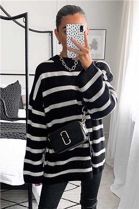 Suéter Feminino - Preto, Branco #289992