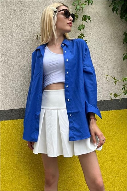 Camisa Oversize Feminina MG1369 - Azul Brilhante #333695