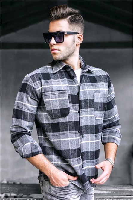 Camisa Xadrez Masculina 5518 - Antracite #319630