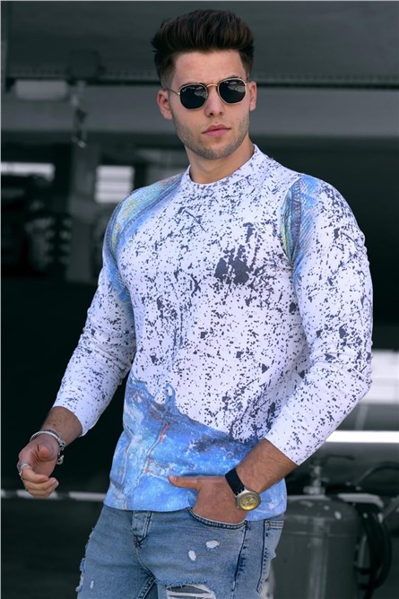 Moletom Masculino - Azul, Branco #286037