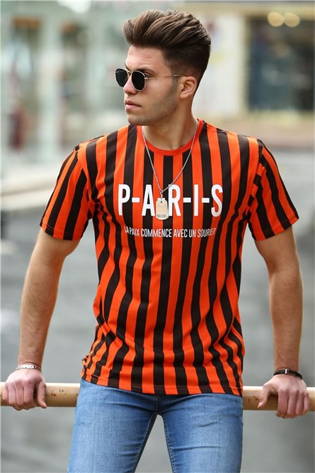 Camiseta Masculina 4003 - Preta/Laranja 285716