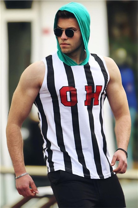 Muška dukserica s kapuljačom 4024 - Bijela s crnom 285962