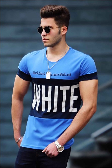 Camiseta Masculina 3067 - Azul com Preto 285908