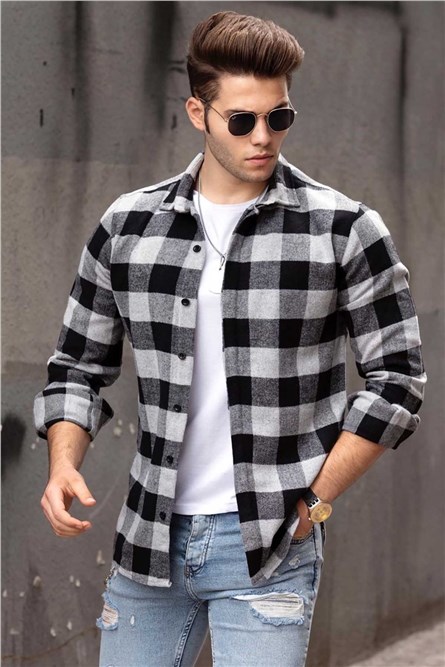 Camisa Masculina 4664 - Preta/Branca 289912