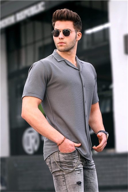 Camisa Masculina 5500 - Cinza Escuro #328334