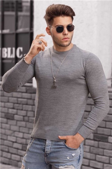 Crew-Neck Basic Knitwear Jumper
