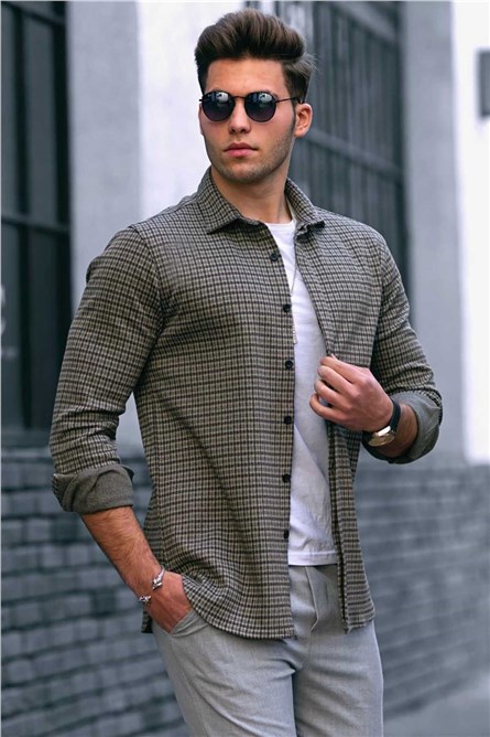 Camisa masculina 4922 - Cáqui 290407