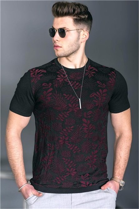 Camiseta Masculina 5088- Preto-Vermelho 293166