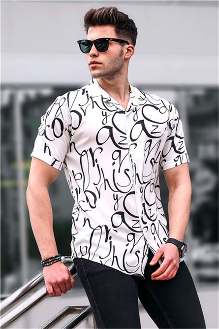 Camiseta Masculina 5538 - Branca com Preta #327323