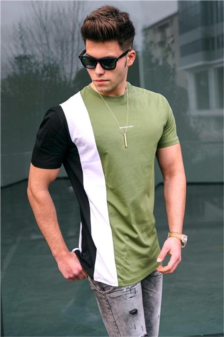 Camiseta Masculina 5370 - Cáqui-Preta #324635