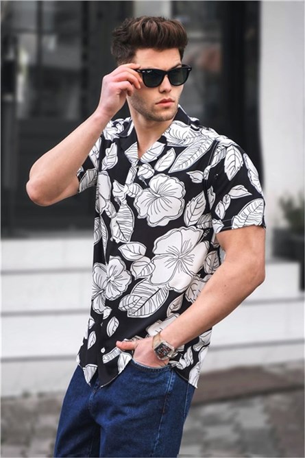 Camisa masculina 5534 - Preto e Branco #326867