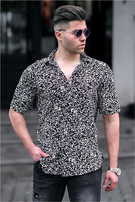 Camisa Masculina Manga Curta 4935 - Preta/Branca 292864