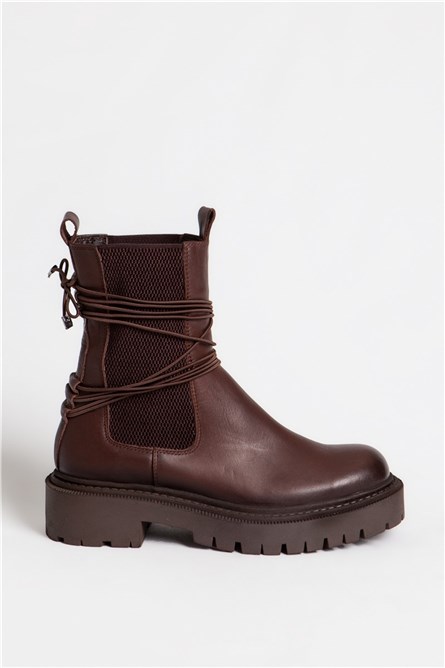 Botas Femininas de Couro Genuíno 1180 - Marrom #321779