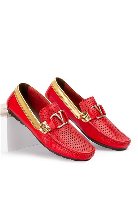 Sapatos masculinos de couro sintético Marwells - Vermelho #2021441