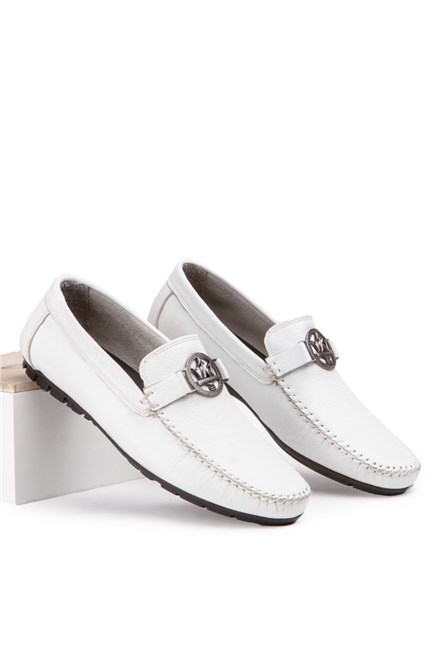 Marwells Sapatos masculinos de couro genuíno  - Branco 2021638